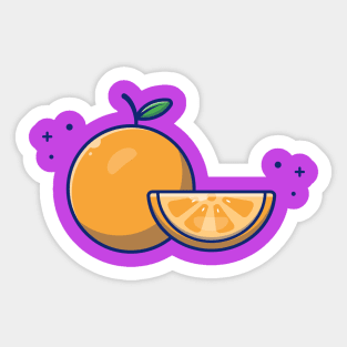 Orange And Slices Of Orange Cartoon Sticker